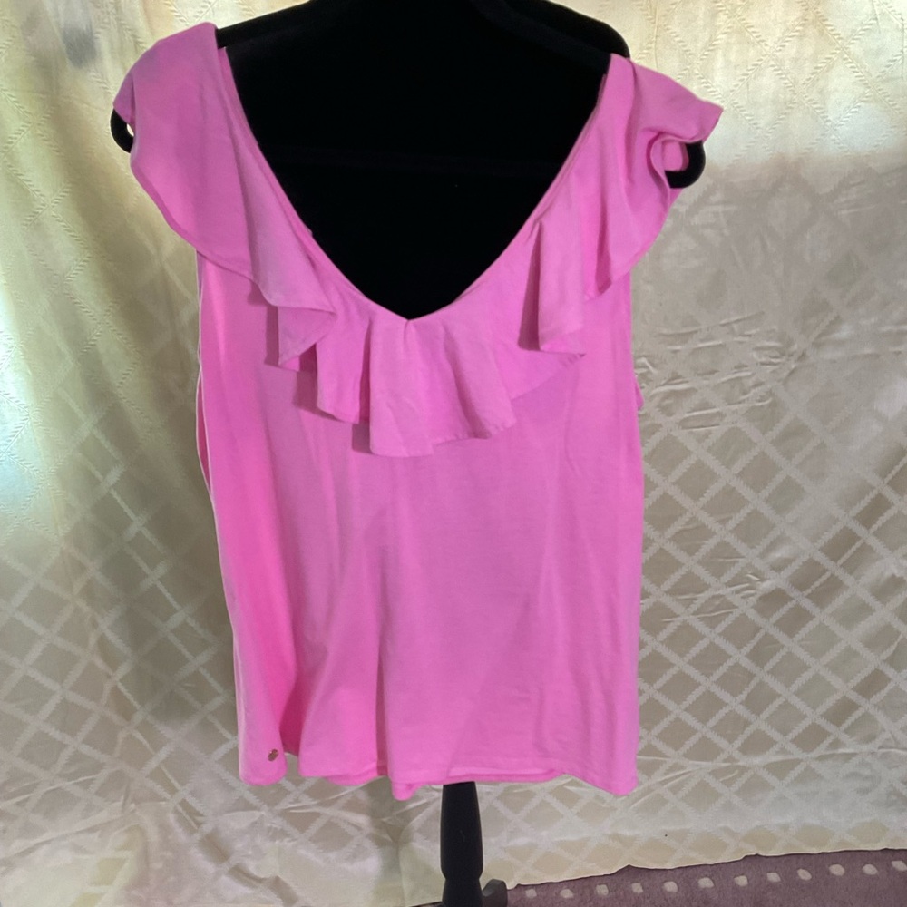 Lilly Pulitzer XL bright pink ruffle top